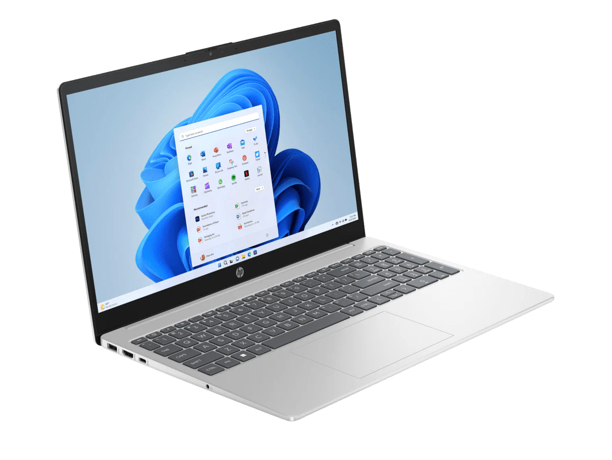 Laptop HP 15-FD0883TU | Intel 14th Gen - Core 3 100U Processor, 8GB DDR5 RAM, 512GB PCIe NVMe SSD, Win 11 Home & MSO 2024, 15.6″ FHD (1920 x 1080), Intel® UHD Graphics, Natural Silver, Bag, 1.59 kg