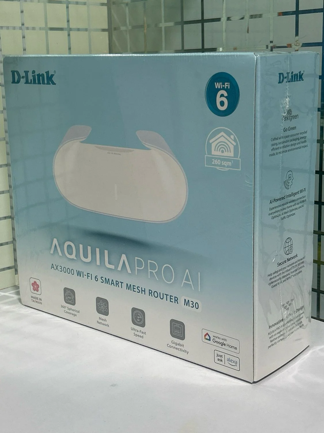 Router D-Link M30 AI Powered Mesh Router | WiFi 6 Speed, Dual Band with Gigabit Port, 3000 Mbps, Covers Upto 2800 Sq. Ft., High-Performance, 360 Degree Spherical Coverage, MTCTE Certified, White