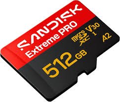 Card MicroSD SanDisk 512GB Extreme PRO microSDXC UHS-I Card with Adapter SDSQXCJ-512G-GS6MA | 250MB/s Read, 170MB/s Write Speed, A2, U3, V30, High Speed For Android & Gaming