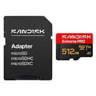 Card MicroSD SanDisk 512GB Extreme PRO microSDXC UHS-I Card with Adapter SDSQXCJ-512G-GS6MA | 250MB/s Read, 170MB/s Write Speed, A2, U3, V30, High Speed For Android & Gaming