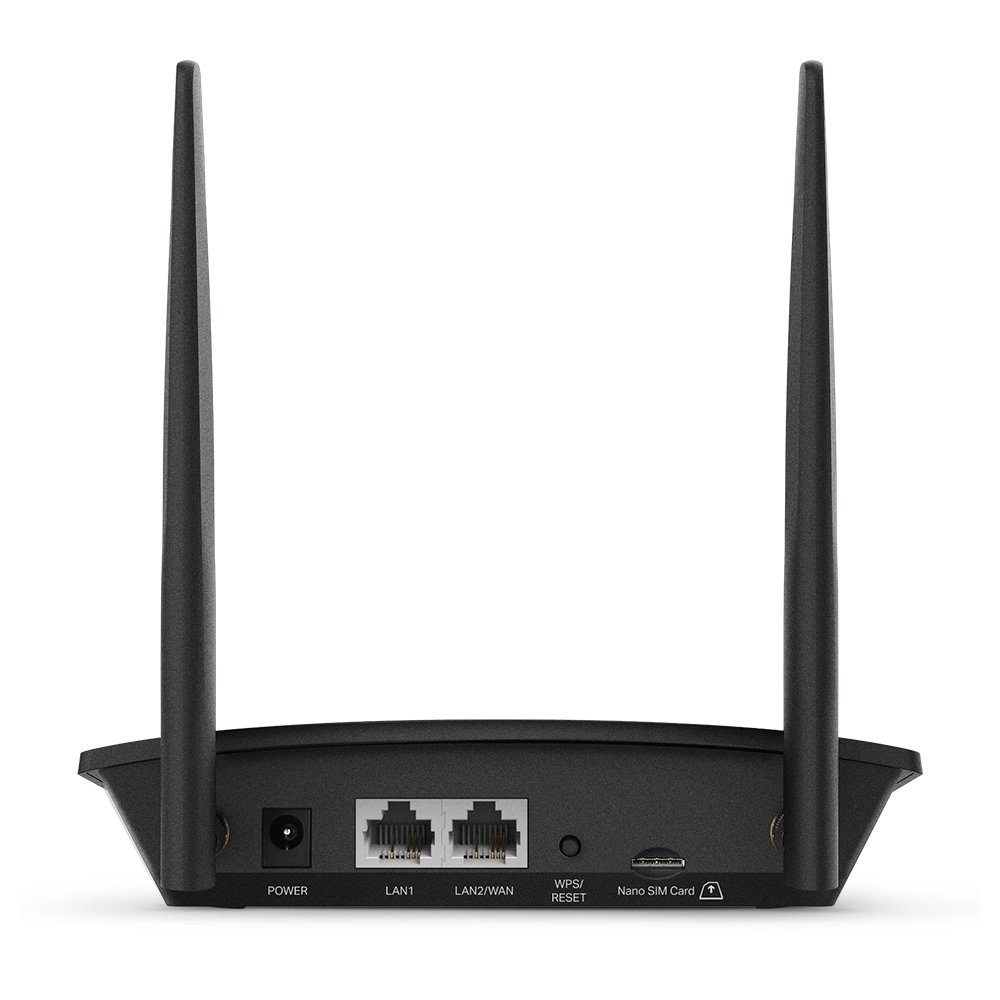TP-Link TL-MR100 300Mbps Wireless N 4G LTE Router | SIM Card Slot, Up to 32 Devices, 2 Detachable LTE Antennas, LAN/WAN Port, Black