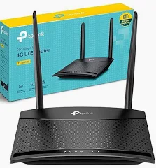 TP-Link TL-MR100 300Mbps Wireless N 4G LTE Router | SIM Card Slot, Up to 32 Devices, 2 Detachable LTE Antennas, LAN/WAN Port, Black
