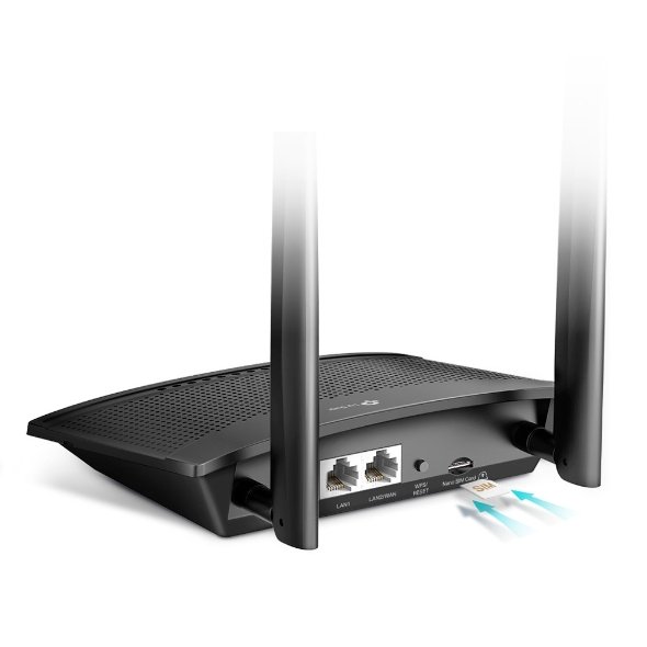TP-Link TL-MR100 300Mbps Wireless N 4G LTE Router | SIM Card Slot, Up to 32 Devices, 2 Detachable LTE Antennas, LAN/WAN Port, Black