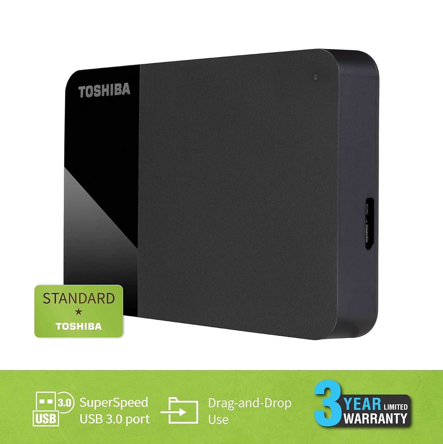Toshiba Canvio Basics 4TB Portable External Hard Drive | USB 3.2 Gen 1 | Black | Plug & Play | HDTP340AK3CA
