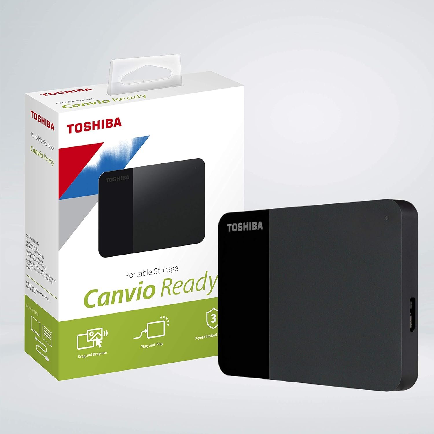 Toshiba Canvio Basics 4TB Portable External Hard Drive | USB 3.2 Gen 1 | Black | Plug & Play | HDTP340AK3CA
