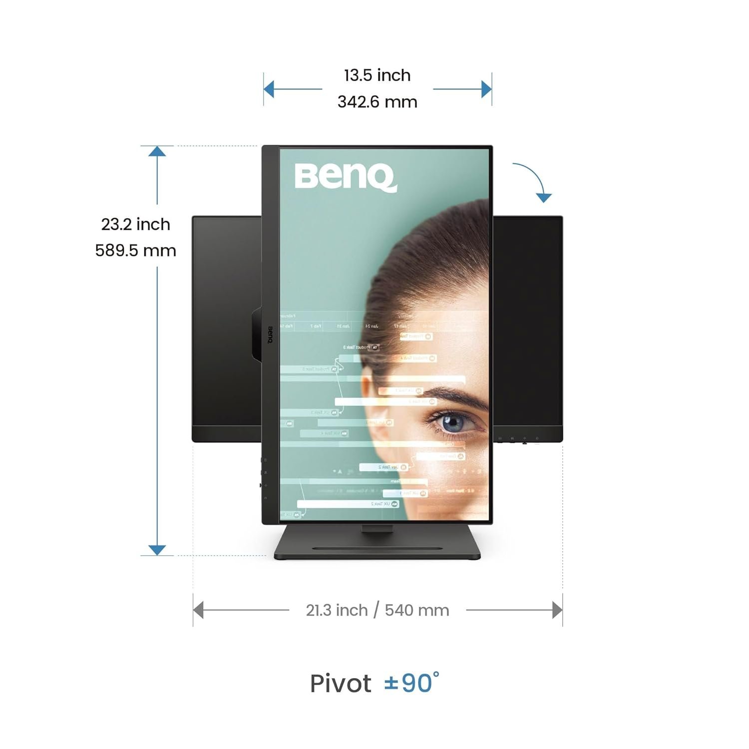 BenQ GW2490T 23.8 Inch Full HD IPS Monitor | 100Hz, 99% sRGB, Height Adjustable Ergonomic Stand, Dual HDMI + DisplayPort, Built-in Speakers, Eye-Care Technology, Black