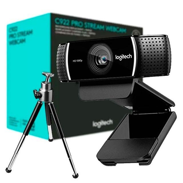 Webcamera Logitech C922 Pro Stream | Designed for Serious Streamers, 1080p / 30fps or HD 720p / 60fps Hyperfast Streaming, Stereo Audio, HD Light Correction, Autofocus, for YouTube, Twitch, XSplit, PC / Mac / Laptop / MacBook / Tablet (Black)