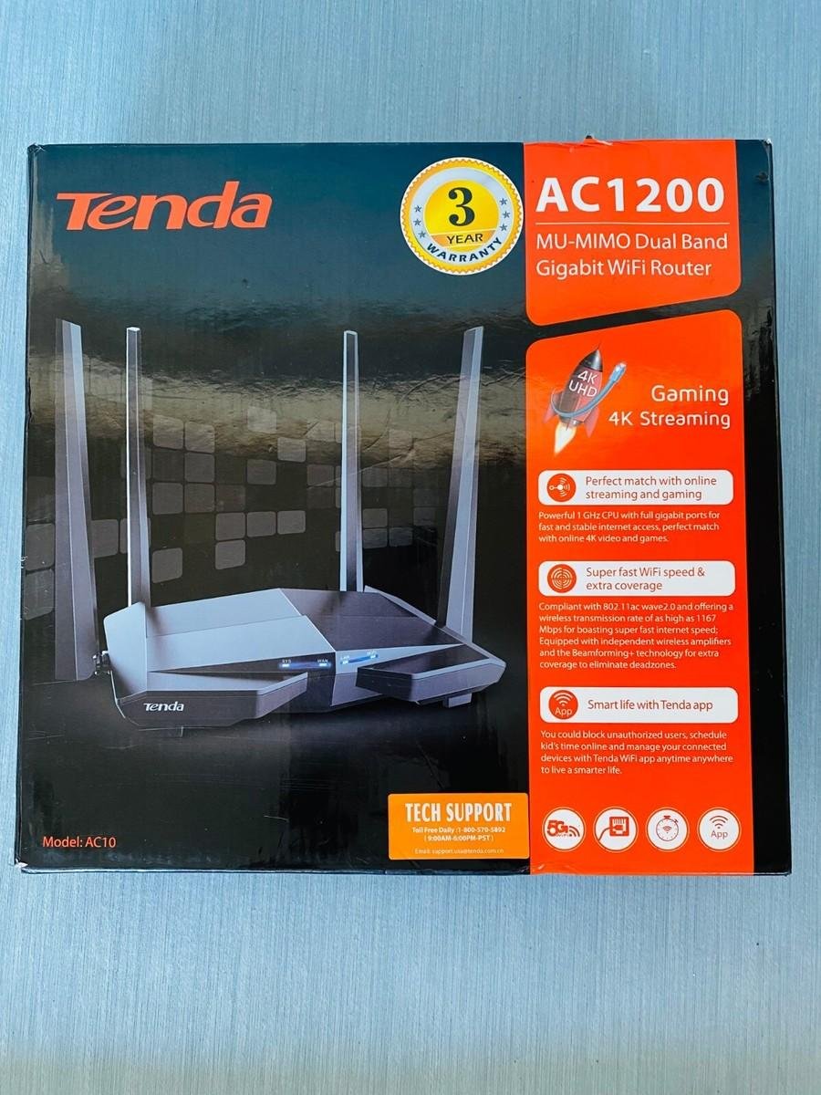 Tenda AC10 AC1200 Dual-Band Gigabit Wi-Fi Router | 1200Mbps | 4×6dBi Antennas | MU-MIMO | Beamforming | IPv6 | Gigabit WAN/LAN Ports