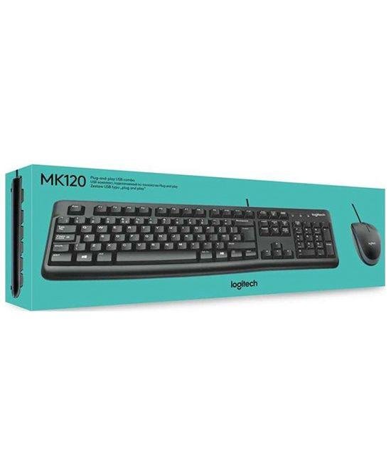 Logitech MK120 Wired USB Keyboard & Mouse Combo | Full-Size Keyboard with Number Pad | Optical Mouse | Black