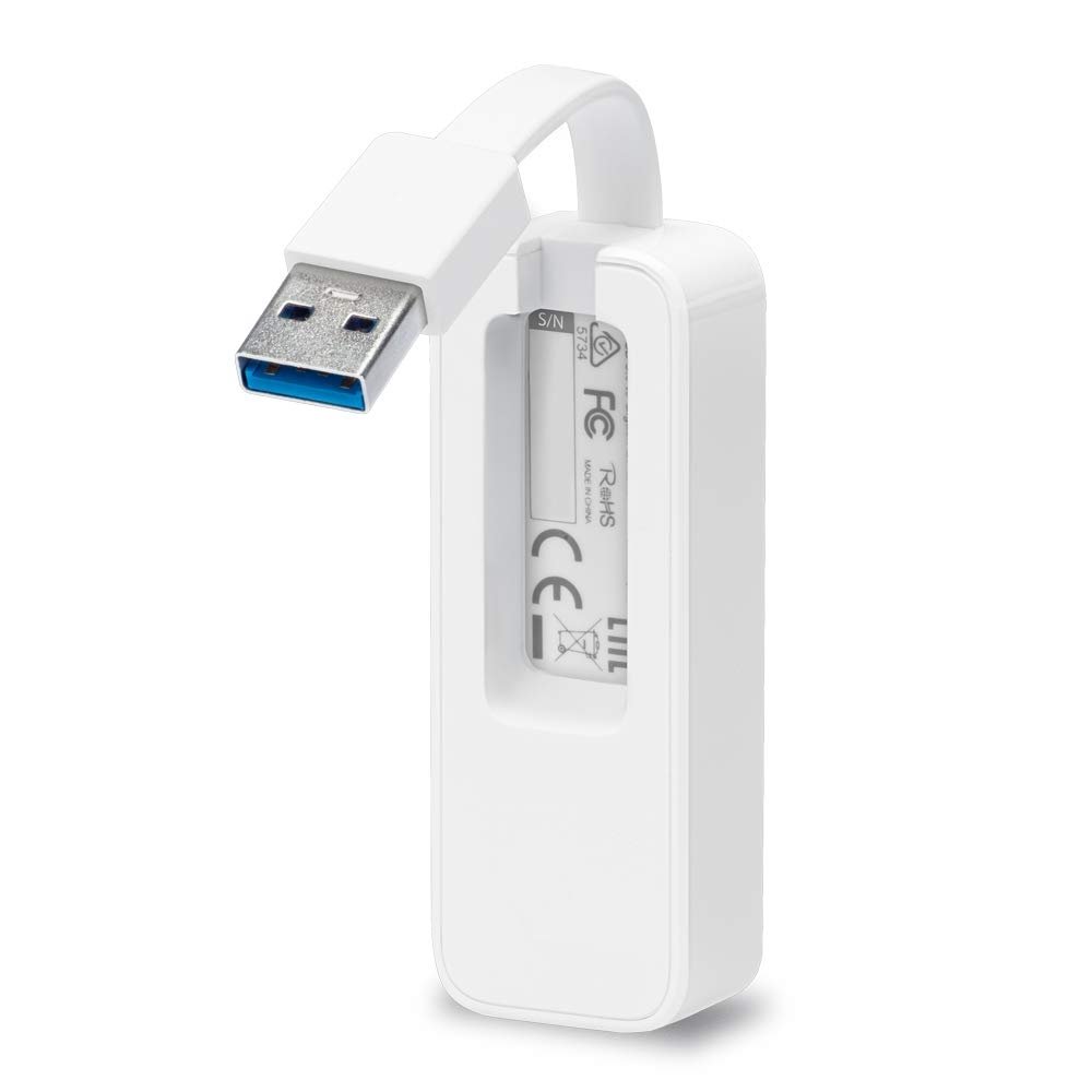 Adapter TP-Link TL-UE300 | USB 3.0 to Gigabit Ethernet Network Adapter, Upto 1000 Mbps High-Speed Data Transfer, Foldable & Portable Design, Plug & Play, For Ultrabook, Chromebook, Laptop, Desktop, White