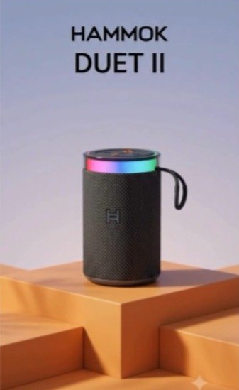Hammok Duet II Bluetooth Speaker | Powerful 7W Output, RGB, TF Card, TWS Pairing, USB Type-c Fast Charging, 1500 mAh Battery, Black