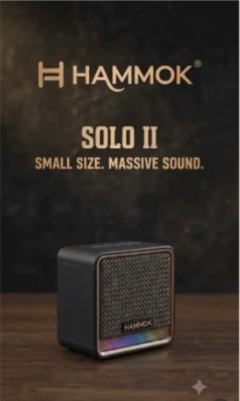 Hammok Solo II Bluetooth Speaker | Powerful 5W Sound, RGB, TF Card, USB Type-c Fast Charging, TWS Pairing, 1500 mAh Battery, Black