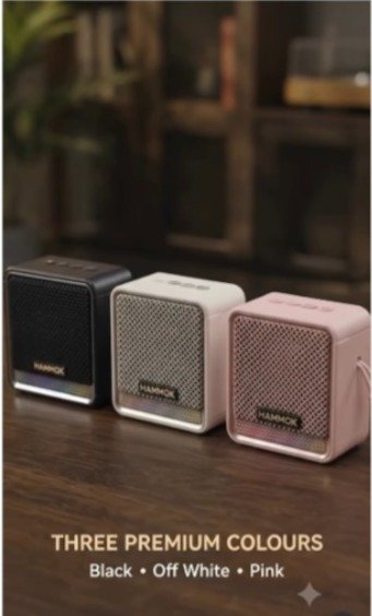 Hammok Solo II Bluetooth Speaker | Powerful 5W Sound, RGB, TF Card, USB Type-c Fast Charging, TWS Pairing, 1500 mAh Battery, Off White