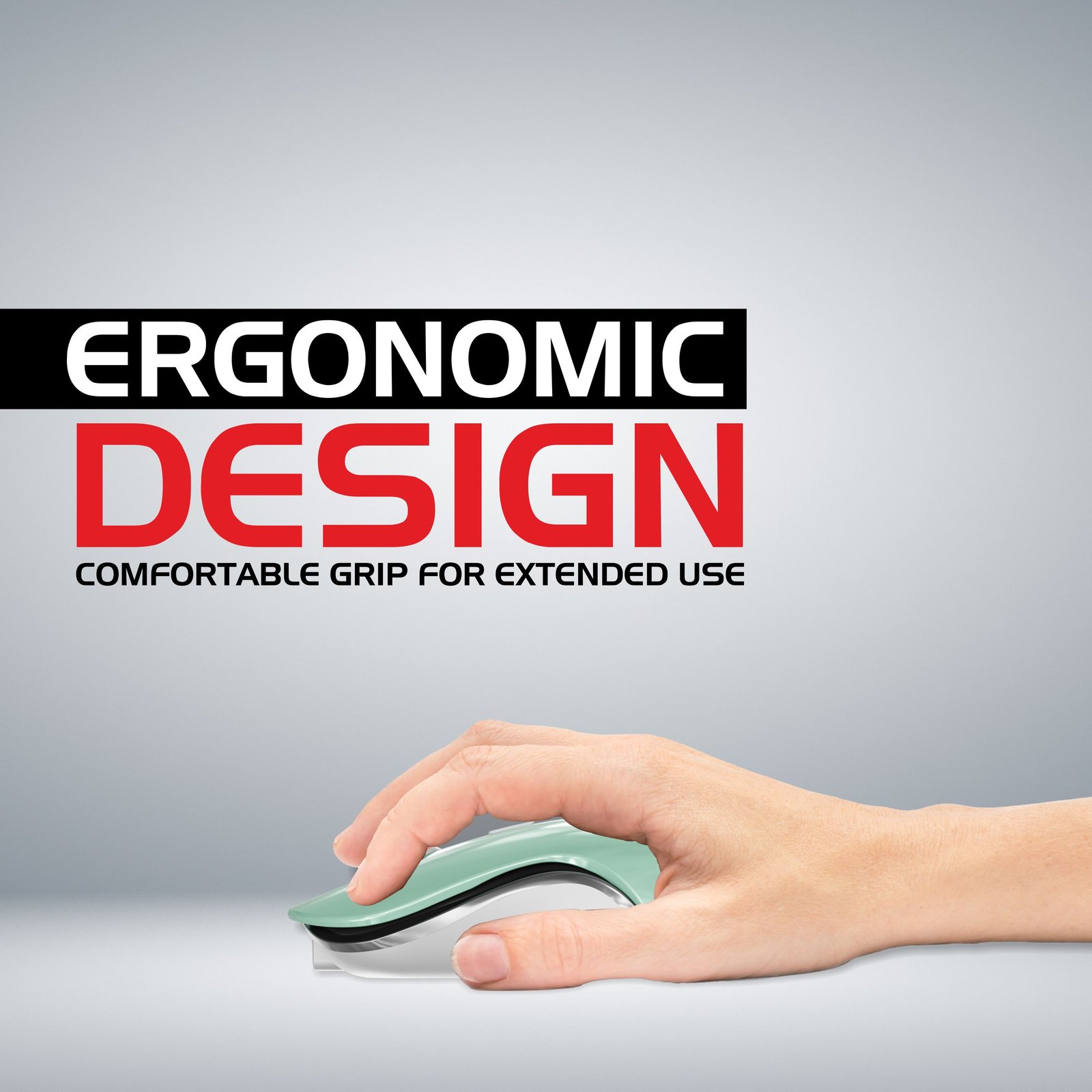 Zebion CONNECT-3 Triple Mode Wireless Mouse | Bluetooth 5.3 + 2.4GHz Wireless + Bluetooth Connectivity | Rechargeable Type-C | Up to 2400 DPI | Silent Click | Ergonomic Design | Cool Green