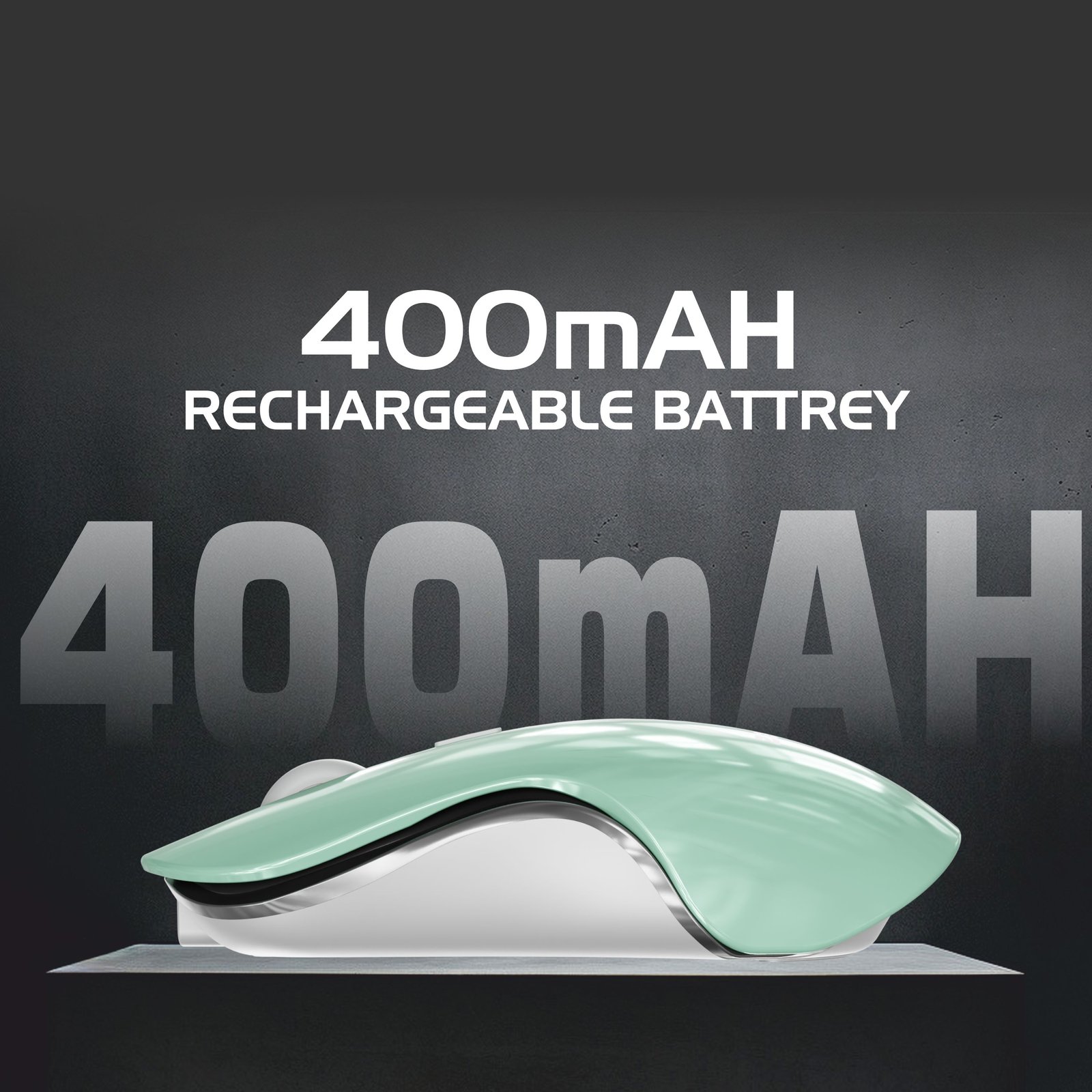 Zebion CONNECT-3 Triple Mode Wireless Mouse | Bluetooth 5.3 + 2.4GHz Wireless + Bluetooth Connectivity | Rechargeable Type-C | Up to 2400 DPI | Silent Click | Ergonomic Design | Cool Green