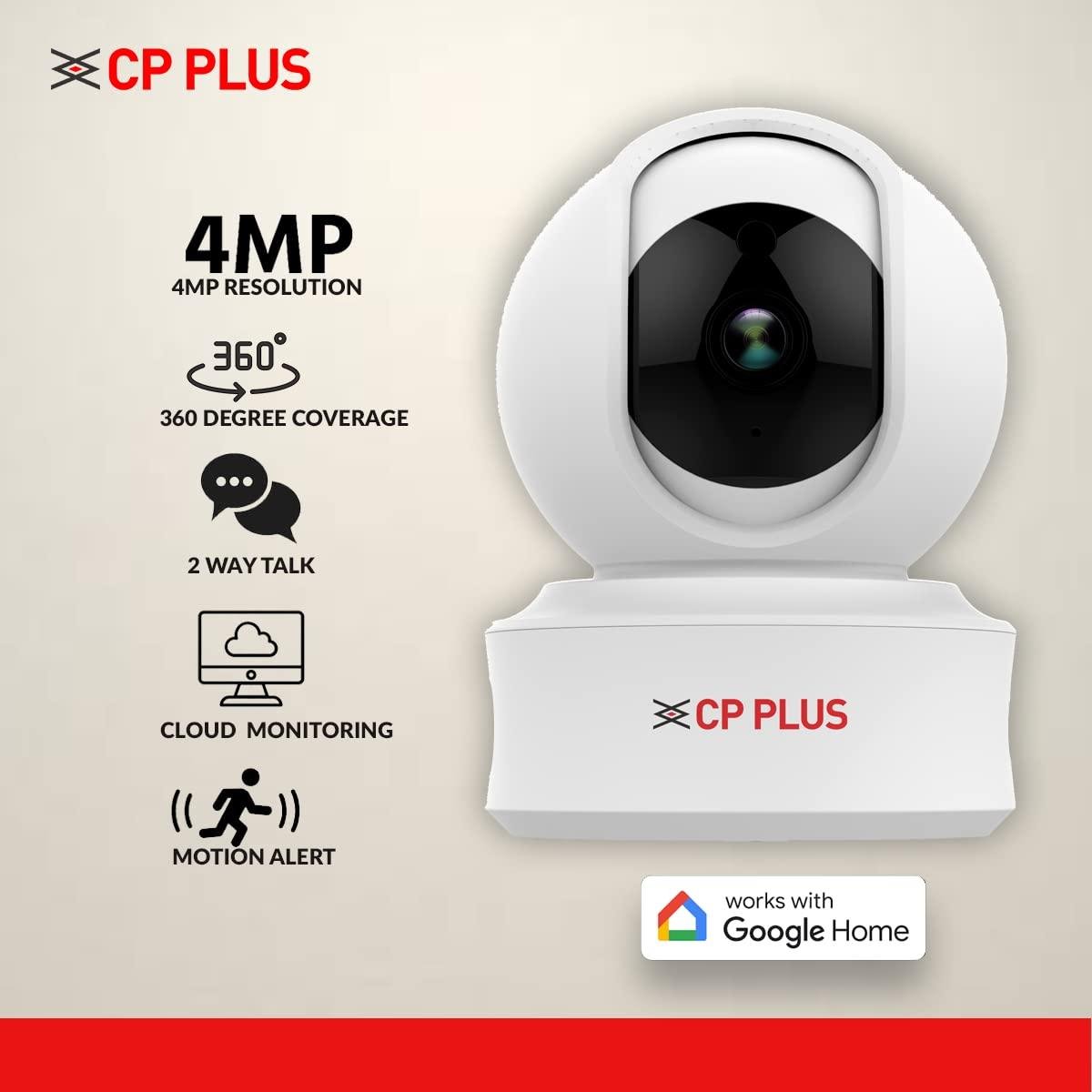 CP PLUS CP-E41Q 4MP Wi-Fi PT Security Camera | 2K 2560×1440 Resolution, 355° Pan & 71° Tilt, 15M IR Night Vision, 4mm Lens, Motion Tracking, Human Detection, Two-Way Audio, MicroSD Up to 256GB, Alexa & Google Home