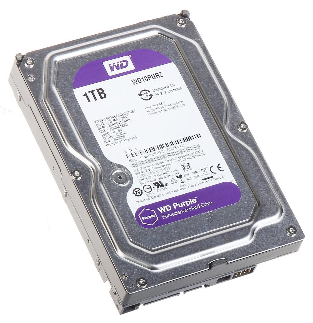 Harddisk WD Western Digital Import (Refurbished) 1TB WD10PURZ | 1tb WD Purple Surveillance Internal Hard Drive HDD - SATA 6 Gb/s, 64 MB Cache, 3.5" (Purple)