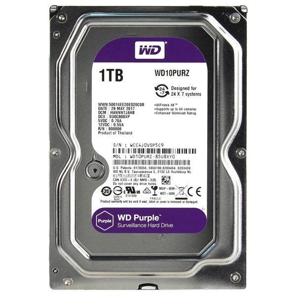 Harddisk WD Western Digital Import (Refurbished) 1TB WD10PURZ | 1tb WD Purple Surveillance Internal Hard Drive HDD - SATA 6 Gb/s, 64 MB Cache, 3.5" (Purple)