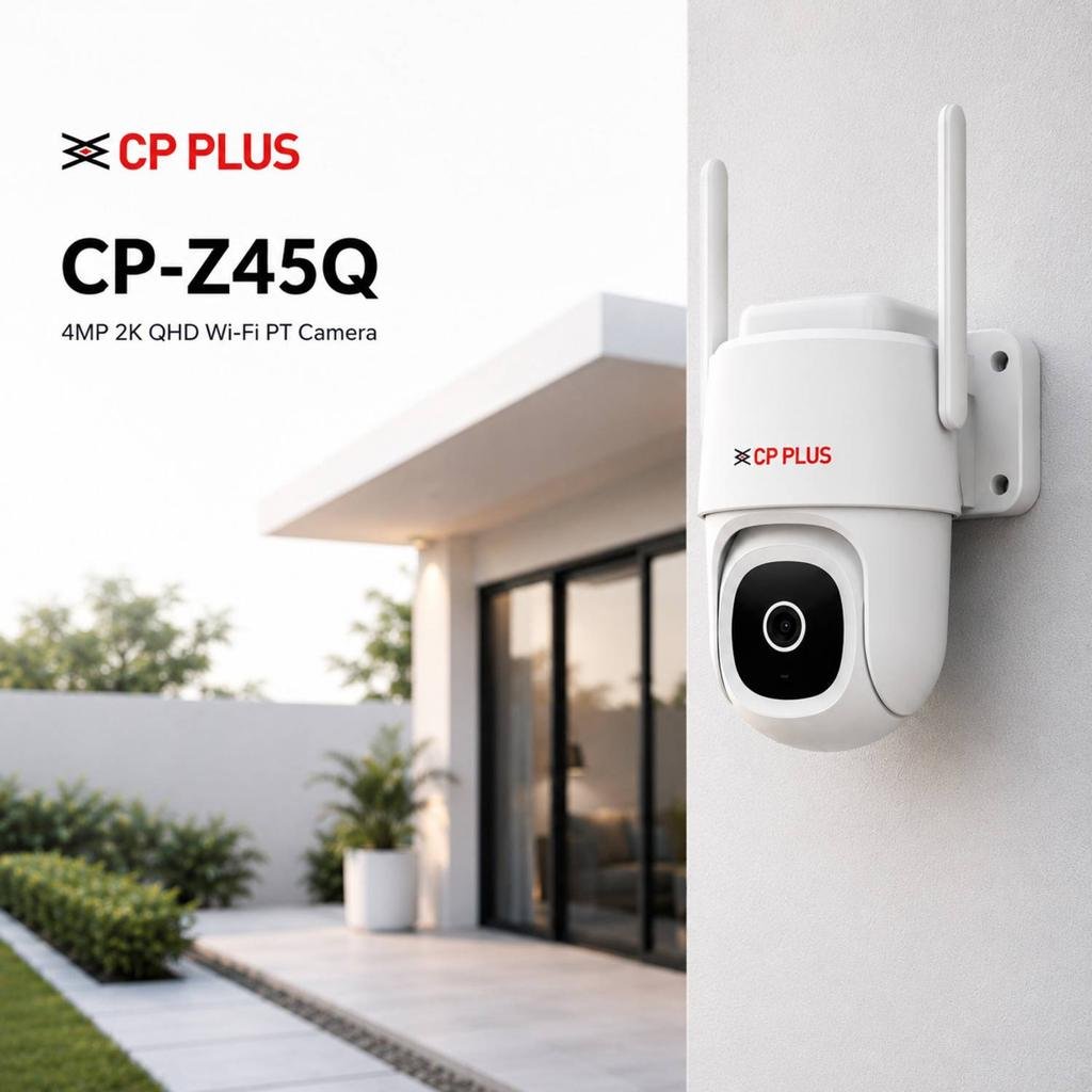 CP PLUS CP-Z45Q 4MP Wi-Fi PT Security Camera | Full Color Night Vision, 360° Pan & Tilt, Human & Motion Detection, Motion Tracking, Two-Way Talk, Built-in Siren, 256GB SD Card Support, IP65