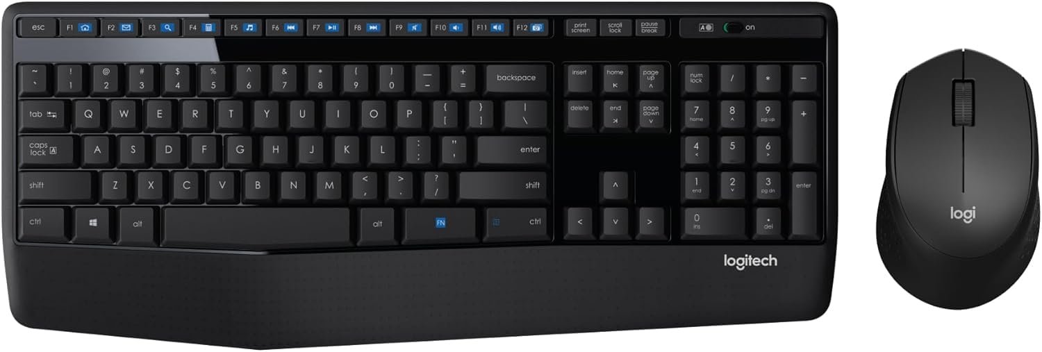 Keyboard + Mouse Combo Logitech MK345 Wireless Full-Sized Keyboard with Palm Rest and Comfortable Right-Handed Mouse, 2.4 GHz Wireless USB Receiver, Compatible with PC, Laptop - Black