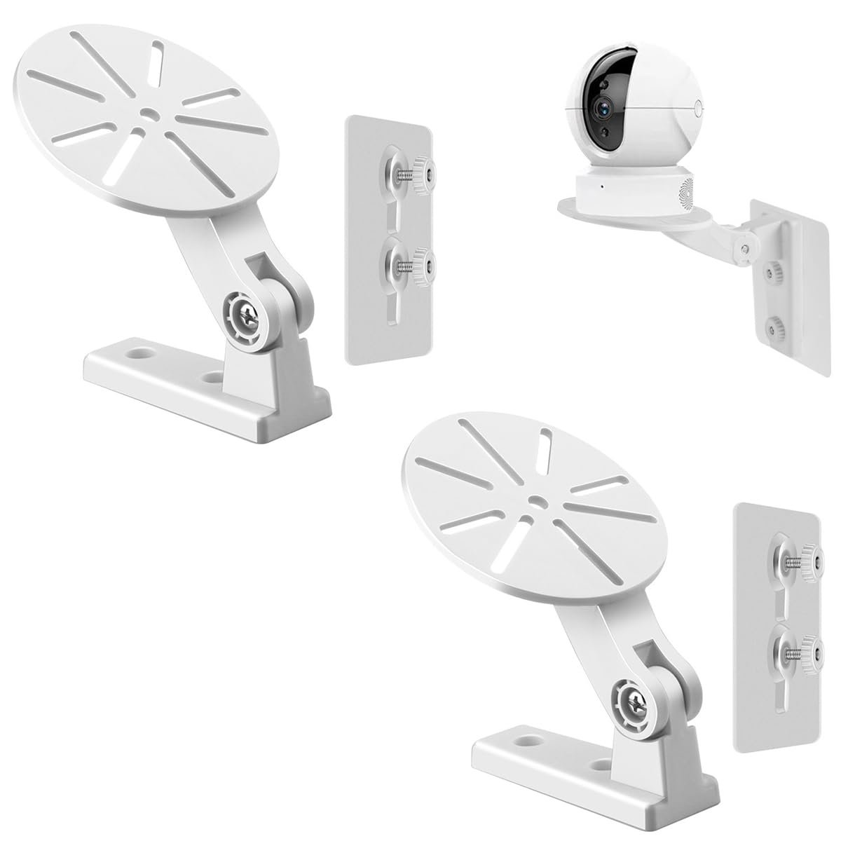 CCTV Camera Stand, Wall Mount Adhesive Bracket, No-Drill Design For Security Cameras, White