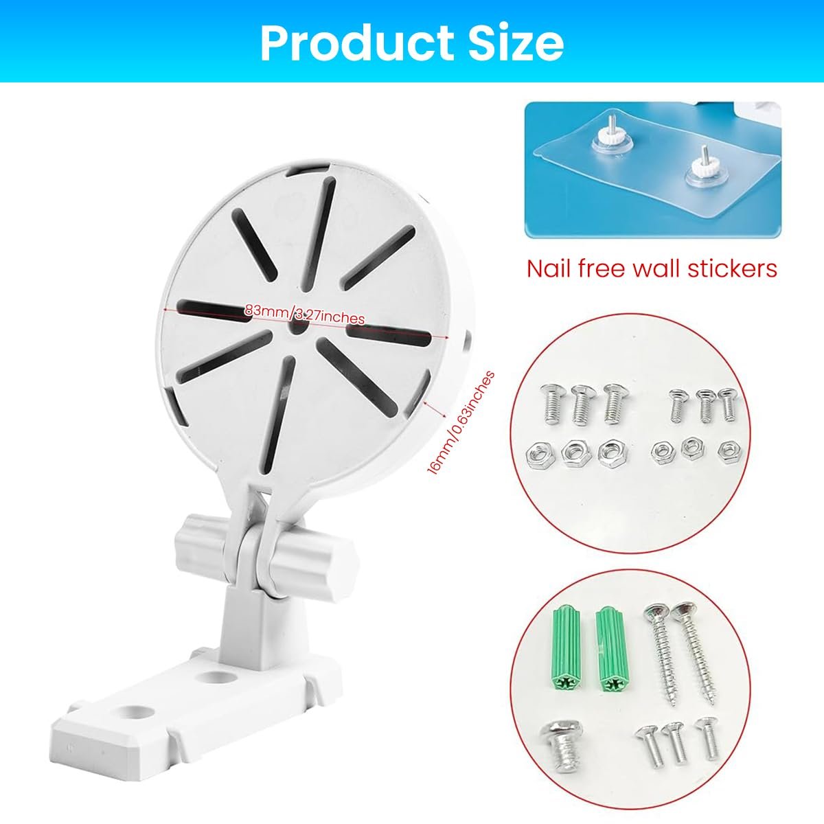 CCTV Camera Stand Wall Mount Adjustable Bracket | No-Drill Design, Stable Angle Control with Hidden Cable Storage, Quick Indoor Setup, Durable Build, White