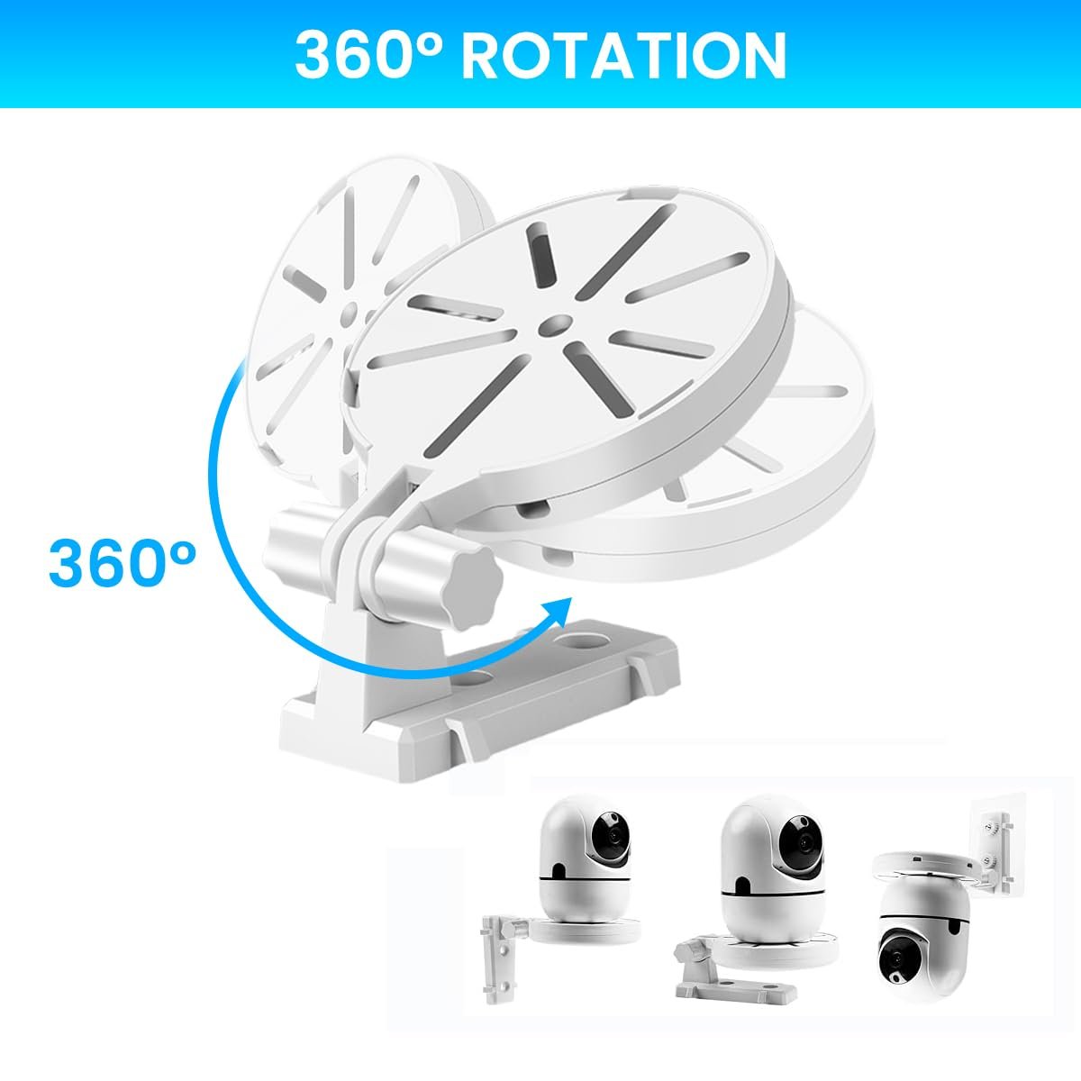 CCTV Camera Stand Wall Mount Adjustable Bracket | No-Drill Design, Stable Angle Control with Hidden Cable Storage, Quick Indoor Setup, Durable Build, White