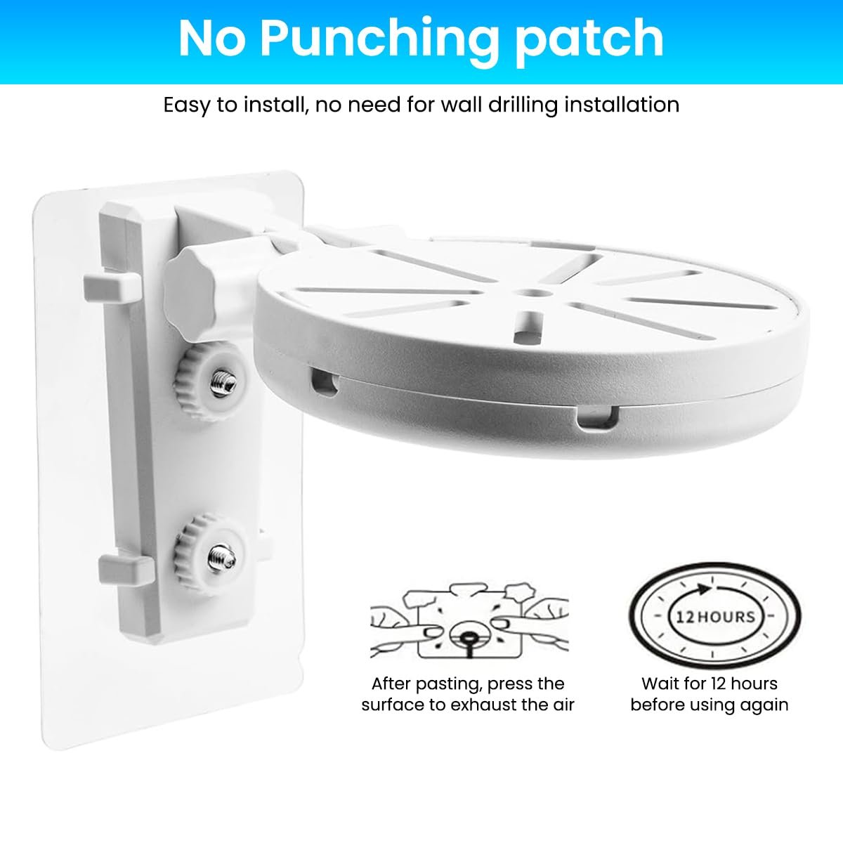 CCTV Camera Stand Wall Mount Adjustable Bracket | No-Drill Design, Stable Angle Control with Hidden Cable Storage, Quick Indoor Setup, Durable Build, White