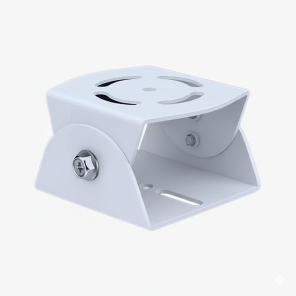 CCTV Camera Wall Mount Bracket | White Metal Adjustable Security Camera Mounting Stand For Bullet Cameras, White
