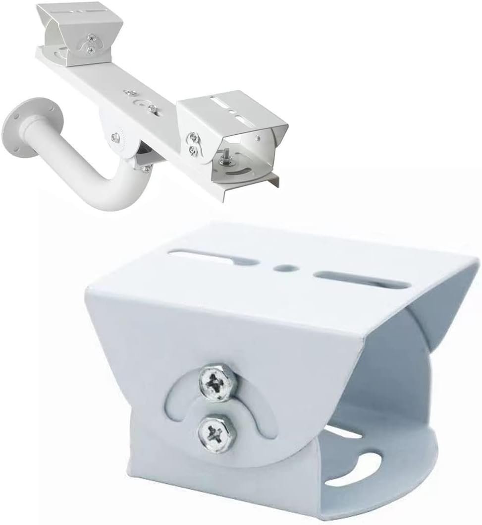 CCTV Camera Wall Mount Bracket | White Metal Adjustable Security Camera Mounting Stand For Bullet Cameras, White