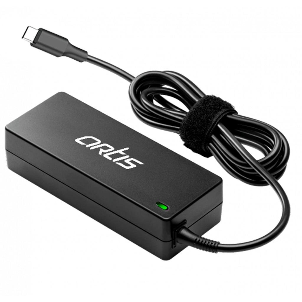 Artis LA-65W USB Type-C 65W Laptop Charger Adapter with Power Cable, Universal USB-C Power Adapter, Black