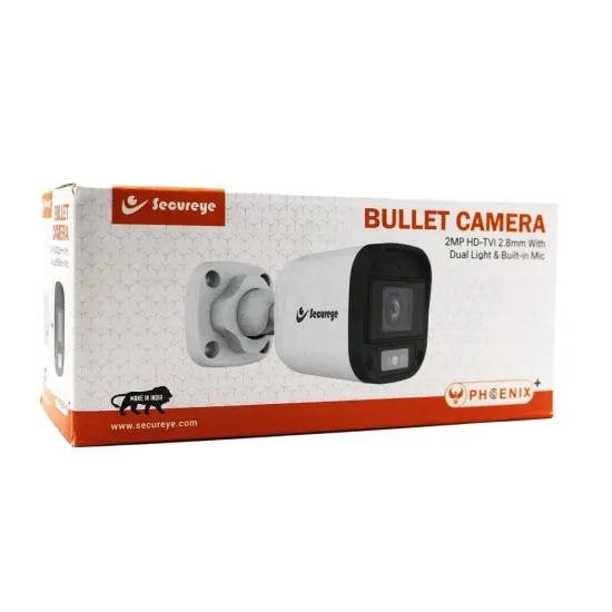 Secureye SR-AC2B-F2A-DL 2MP Starlight With Smart Dual Light Analog HD-TVI Bullet Camera | 2.8mm Fixed Lens, Built-in Mic, Full HD 1080P, IR & White Light Night Vision, White