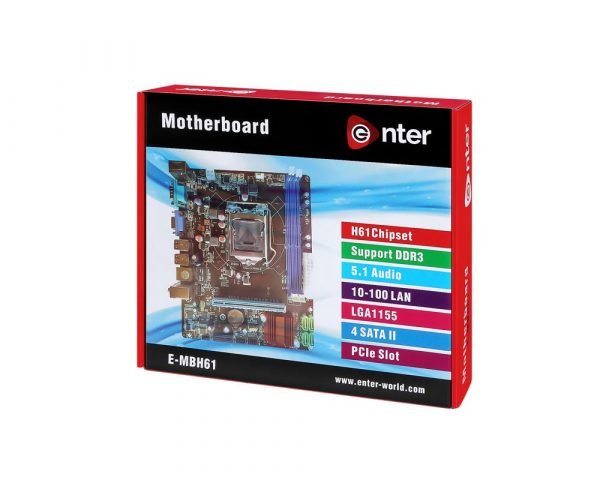 Enter E-MBH61 Intel H61 LGA1155 Micro-ATX Motherboard with DDR3 RAM Support