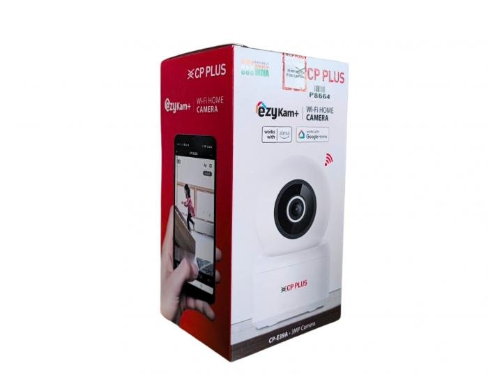 Security Camera CP Plus EzyKam CP-E38Q | 3MP Wi-Fi PT Camera, IR Distance of 15 Mtr, 4mm Lens, Sound Detection, Works With Google Home, Two-Way Talk, Support Micro SD Card Upto 256GB, White