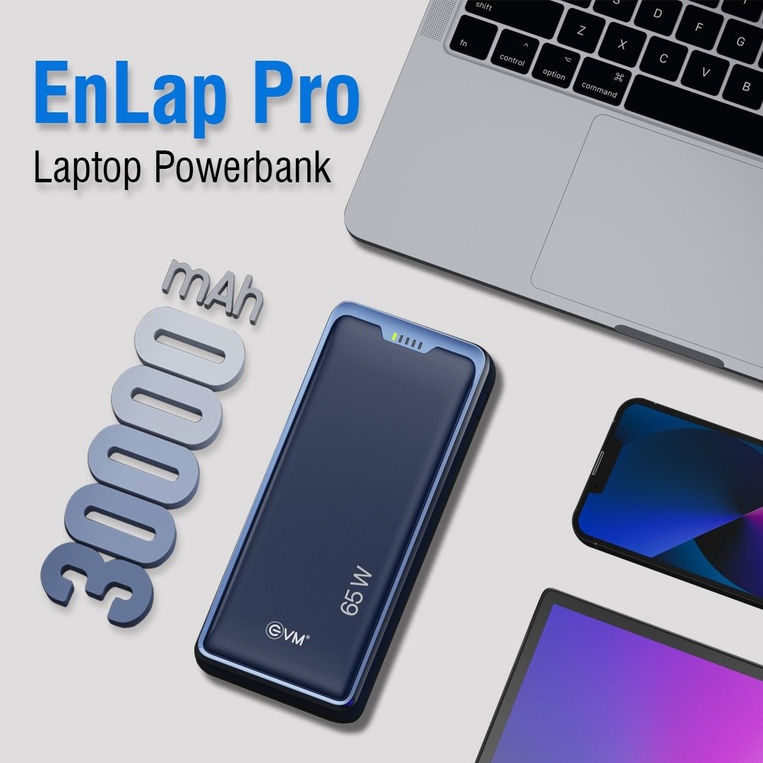 Power Bank EVM Enlap Pro EVM P0402 30000MAH 65W, Li-polymer, Compatible with Type-C Input Laptops, Royal Blue