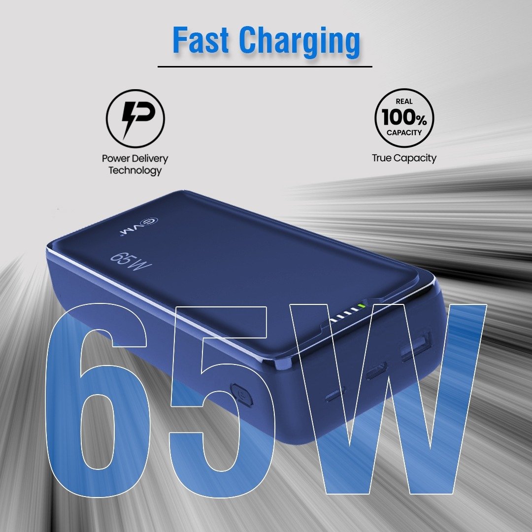 Power Bank EVM Enlap Pro EVM P0402 30000MAH 65W, Li-polymer, Compatible with Type-C Input Laptops, Royal Blue
