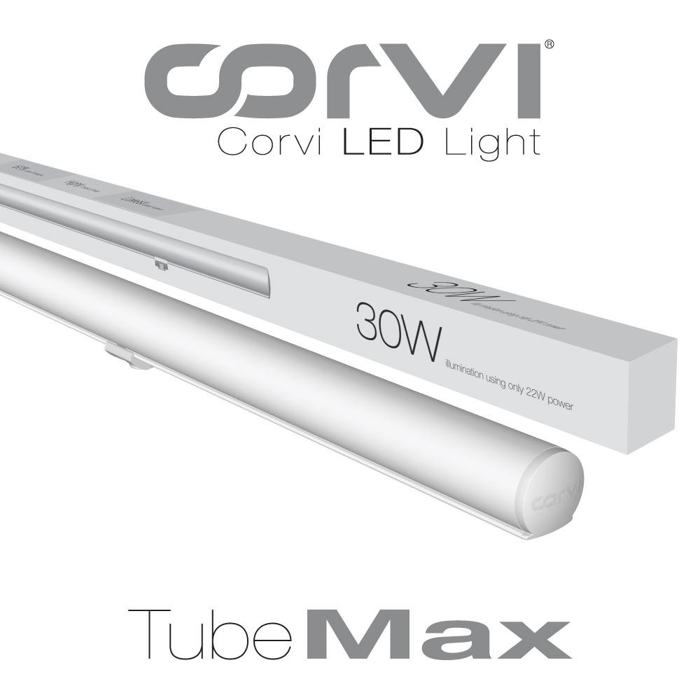 Tubelight Corvi LED Tube Max 30W | 5700K, 150 Lumens Per Watt High Efficiency, Built-In 10 KV Protection, 33% More Efficient Energy Savings, 200~240V AC, Lasts 5 Times Longer Lifespan, White