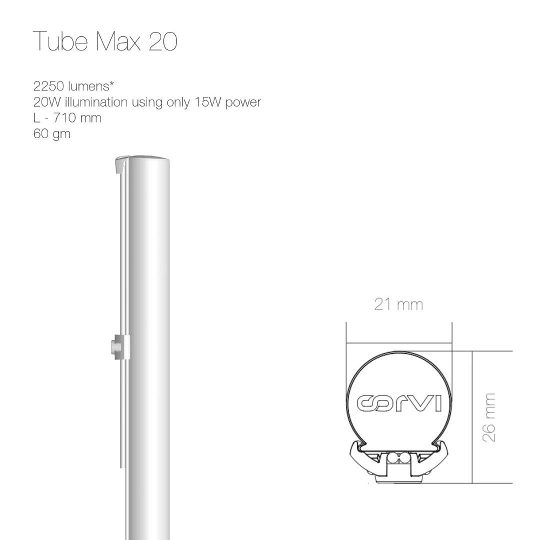 Tubelight Corvi LED Tube Max 30W | 5700K, 150 Lumens Per Watt High Efficiency, Built-In 10 KV Protection, 33% More Efficient Energy Savings, 200~240V AC, Lasts 5 Times Longer Lifespan, White