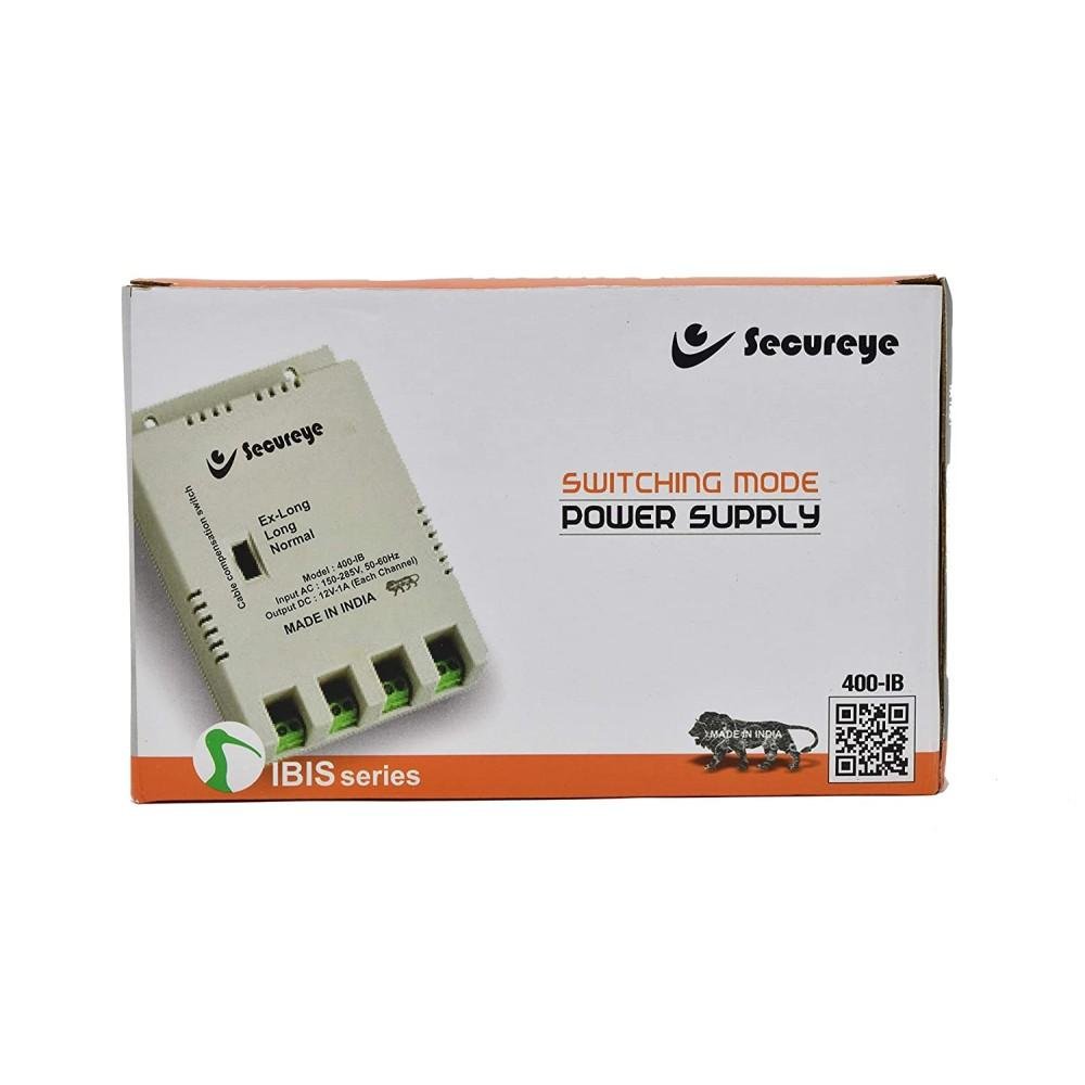 Secureye SC-S-400-IB 4-Channel CCTV Switching Mode Power Supply, 4800mA, 12–15V DC Output