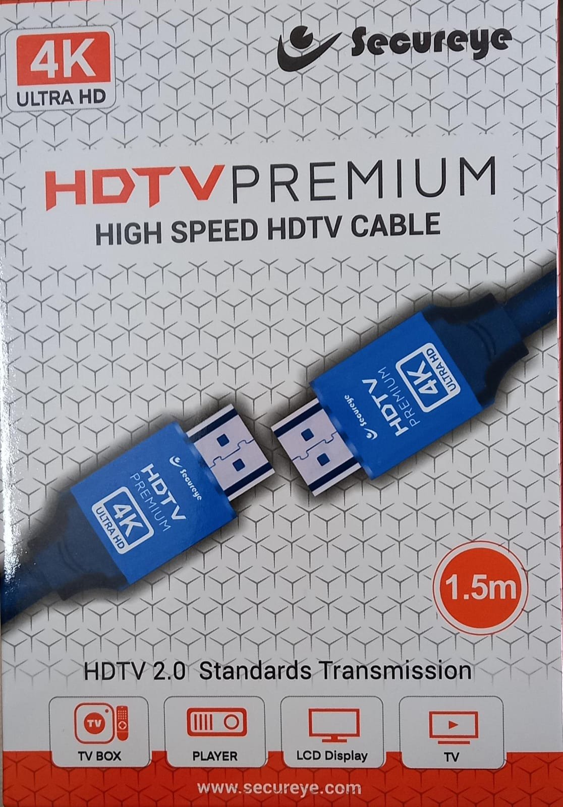 Secureye S-HDB1.5M 1.5 Meter 4K Ultra HD HDMI 2.0 High Speed Cable with 18Gbps Bandwidth for TV, Monitor, Laptop, Desktop and Projector